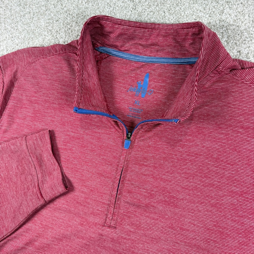 johnnie-O Quarter Zip Pullover Mens XL Red Striped Performance Golf Sweater
